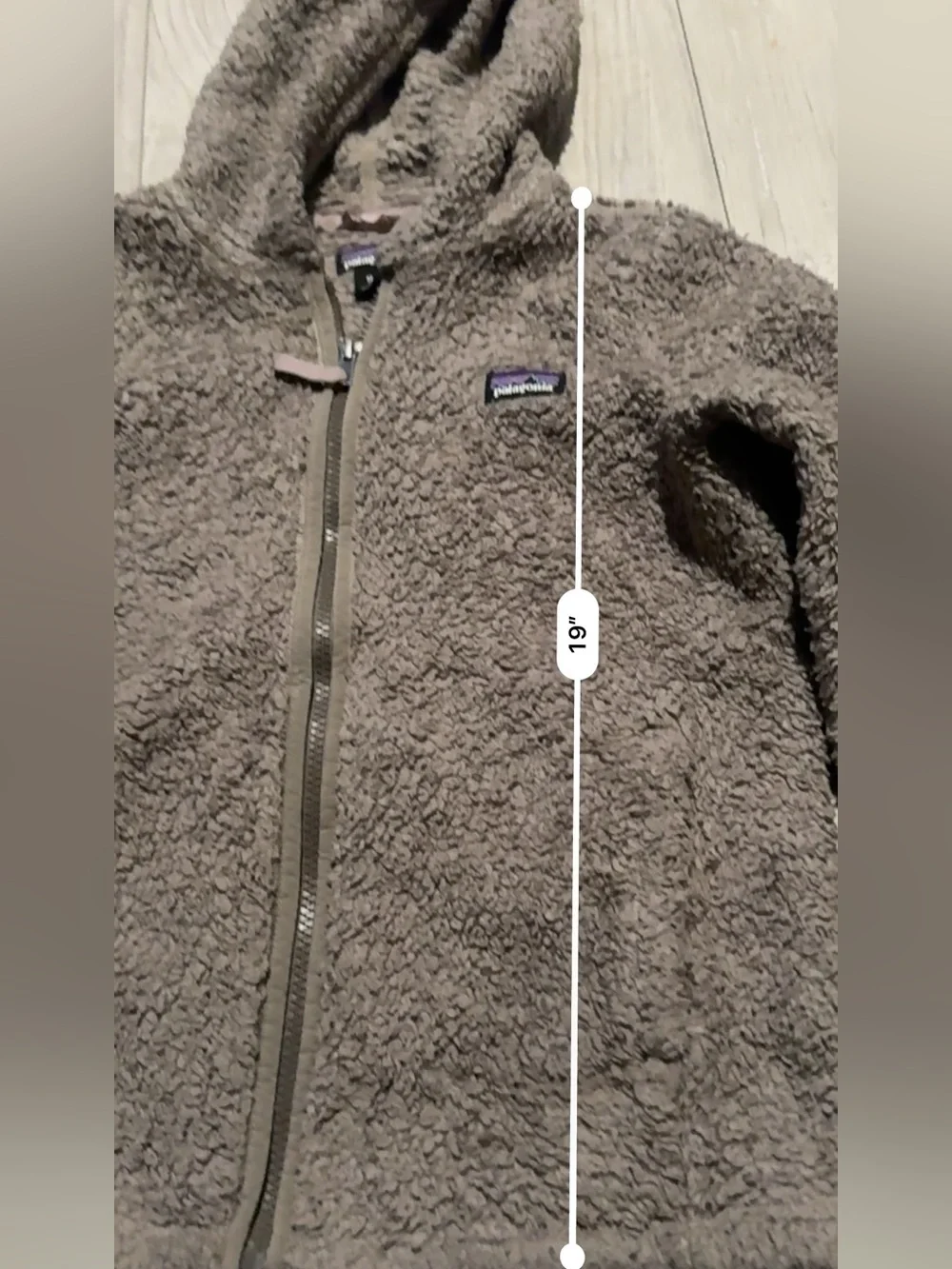 Patagonia Kids Taupe Shaggy Fleece Jacket with Hood